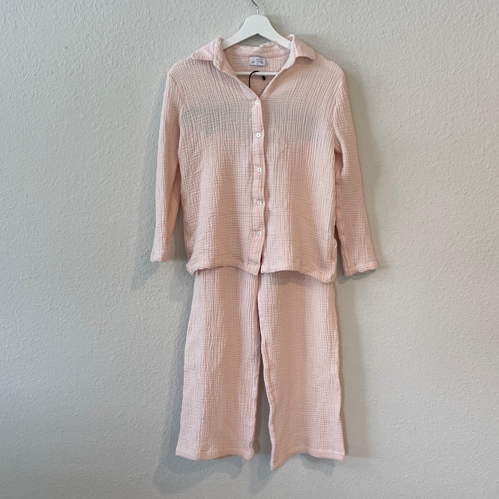 Pour Les Femmes Angel Cotton Gauze 2-Piece Lounge Set Light Petal Pink Cream Xs